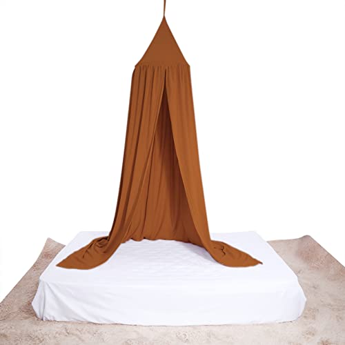 Jerliflyer Bed Canopy, Rainbow Princess Canopy for Kids Baby Round Dome Reading Indoor Outdoor House Tent Hanging Decoration Cotton Canvas for Baby Kid Playing Home Decor(tan)