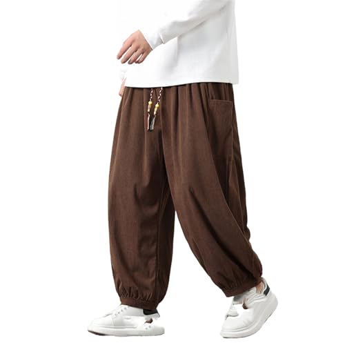 GUOYUXIAO Men's Pants Autumn Winter Ankle-Length Embroidery Trouser