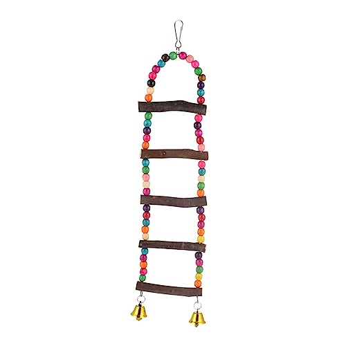Toddmomy Parrot Training Toy with Ladder Swing and Bridge Natural Wood Large Size