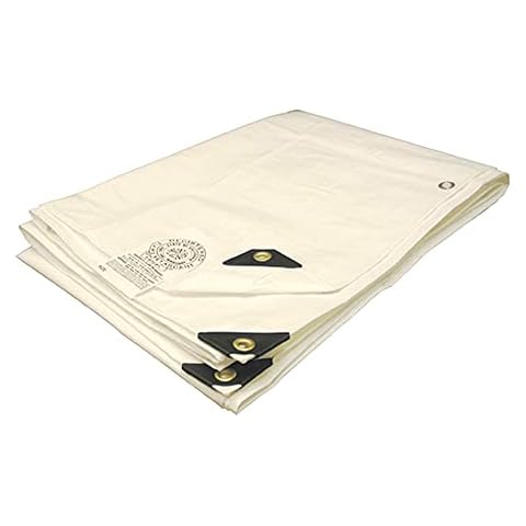 Tarps Now 8x10 Feet Fire Retardant Poly Tarp |12 MIL Heavy Duty Waterproof Cover |Rip and Tear Proof Plastic Tarp with Rustproof Aluminum Grommets & Reinforced Edges |Ideal for Camping - White Cover