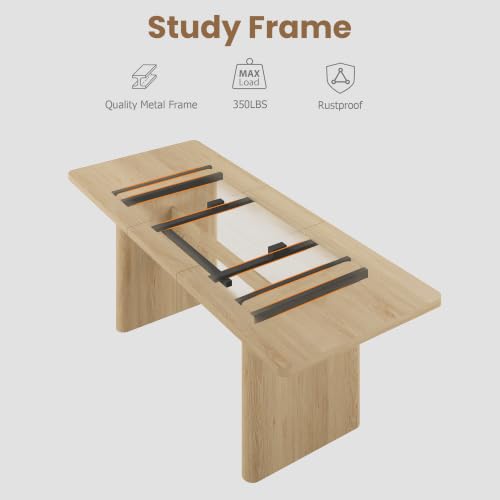 Image of GarveeHome Rectangular 63 inch-82.7 inch Extendable Dining Table with Round Corner
