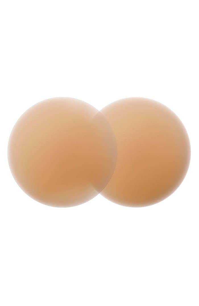 Women's Silicone Round Reusable Adhesive Invisible Pasties Nippleless Covers (Milky)