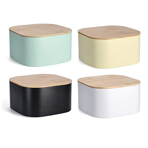 Panera con tapa de bambú Zeller 25382 elegante de metal y madera 6
