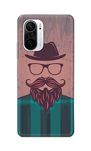 Image of PRINTFIDAA Man Icon with Beard Shirt Hipster Printed Designer Hard Case for Redmi K40 Back Cover -(e) RPM1001