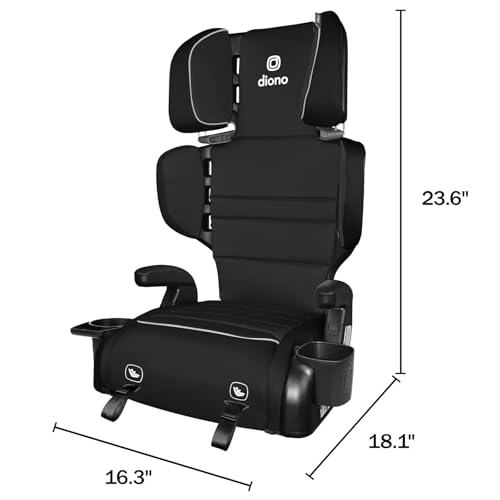 Image of Diono Connect3 RXT 2-in-1 High Back Booster, Slim Fit 3-Across in Many Mid-Sized Sedans and SUVs, for Children from 40-120 lbs., Lightweight with Latch, Black Storm