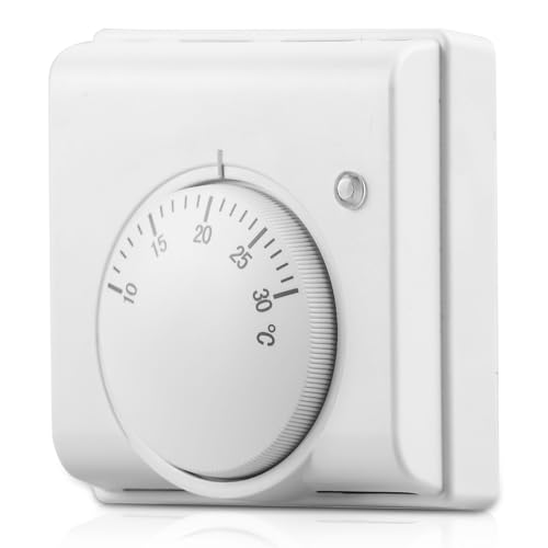 Behogan Raumthermostat: Thermostat Fussbodenheizung, Analoger Raumthermostat Fußbodenheizung Mit Mechanischer Drehknopf, Für 24 V °C Skala Heizsysteme (8.6 * 8.6 * 3.1cm) Behogan Raumthermostat: Thermostat Fussbodenheizung, Analoger Raumthermostat Fußbodenheizung Mit Mechanischer Drehknopf, Für 24 V °C Skala Heizsysteme (8.6 * 8.6 * 3.1cm)