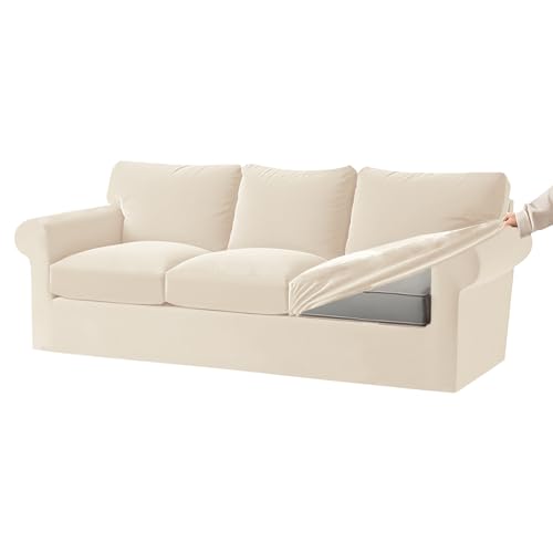 KYJSW Housse De Canapé Ektorp Extensible en Velours 1/2/3/4 Place Couvre Canapé avec Dossiers Et Coussins De Siège Séparés Protection De Meubles (Ivoire,3...