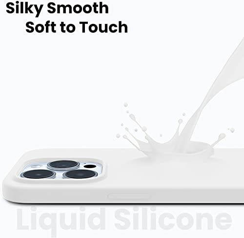 Image of DIZORO Silicone Back Case for iPhone 14 Pro, Soft-Touch Phone Microfiber Silicone Back Cover for iPhone 14 Pro - White