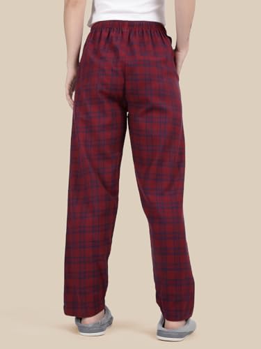 Image of KRYPTIC Women's 100% Pure Cotton Woven Pyjama | Mid Rise Relaxed Fit Full Length Nightwear Pant with Elasticated Drawstring Waistband & Side Pocket | Comfortable Lounge, Sleepwear & Casual Bottom Wear