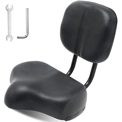 MOONCOOL Backrest Saddle Bike Seat with Backrest, 11.5" x 9.5" Bicycle Tricycle Saddle Seat with Back Support, Oversize Comfort Saddle with Back Rest Cover