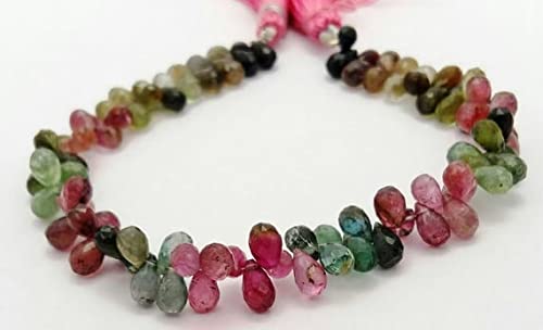 Perles tourmaline naturelles en gouttes facettées de 4x5 à 4x7.5 mm pour création