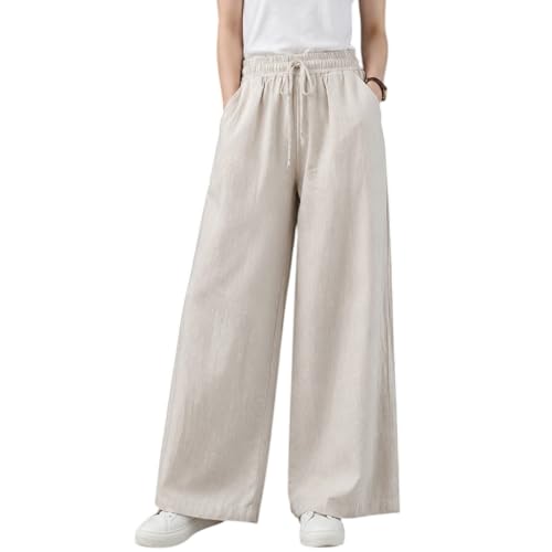 Image of LIRIT Womens Solid Color Wide Leg Trouser Pant with Drawstring Elastic Waist, Relaxed Fit, Full Length, Casual Lounge Palazzo Bottom