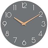 cicininc Wall Clock, Gray Silent Non-Ticking, Decorative Battery Operated Wall Clocks for Bedroom, Kitchen, Home, Office, School, Hotel (8 Inch)