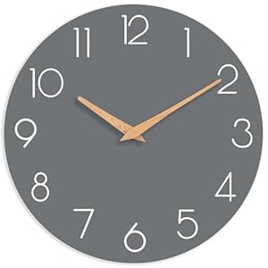 cicininc Wall Clock, Gray Silent Non-Ticking, Decorative Battery Operated Wall Clocks for Bedroom, Kitchen, Home, Office, School, Hotel (8 Inch)