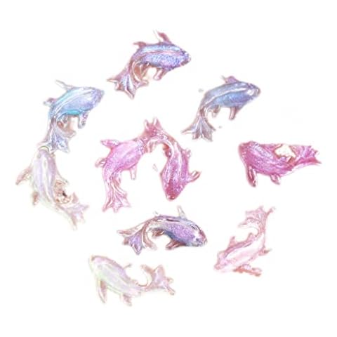 Leadigol 100Pcs Shiny Goldfish Resin Figurines Cover