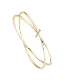 Karen Millen Oval Pavé Chain Bangle Bracelet for Women (Gold/Black Diamond Multi Crystal)