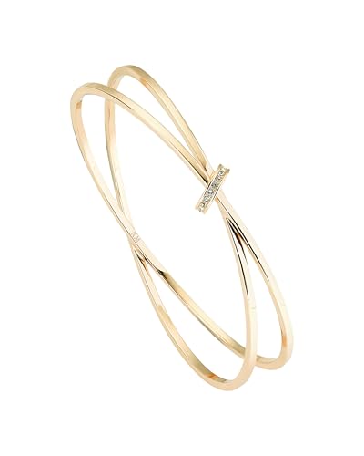 Karen Millen Oval Pavé Chain Bangle Bracelet for Women (Gold/Black Diamond Multi Crystal)