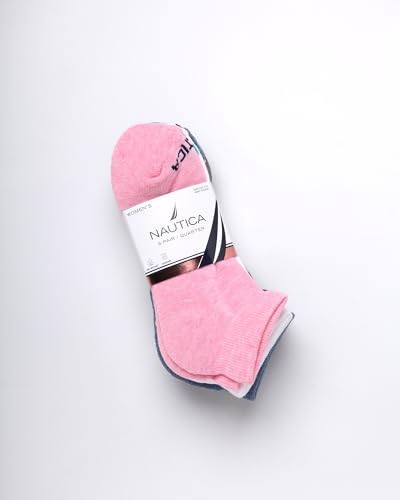 Image of Nautica Womens Quarter Socks Athletic Cushion Moisture Wicking Socks 6 Pack | Stretch Performance Dri-Motion Fabric, Cushioned with Arch Support, Breathable Mesh Panels, Quarter Cut, Shoe Size 4-10