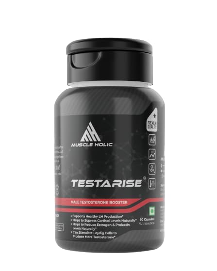 Muscleholic Testarise Male Testosterone Booster Supplement | Natural Blend with KSM66, Shilajit & Zinc | Boosts Energy, Stamina & Strength | Supports Muscle Growth & Hormone Balance | 90 Capsules (B0C85G5FQH) Amazon Price History, Amazon Price Tracker