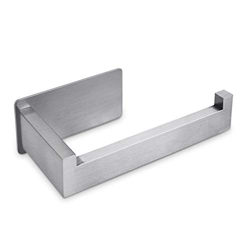 HAUSPROFI Soporte de Papel higiénico de Acero Inoxidable con Autoadhesivo, sin Agujeros(Plata Cepillada)