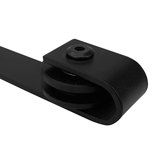 1x SCHIEBETÜRSYSTEM für Schranktüren, Industrial Laufschiene Kleiderschrank, Hängeschiene Kommode Scheunentor, kleine Holztür Nische Beschlag Barn Door Hardware Set (150cm, Schwarz)