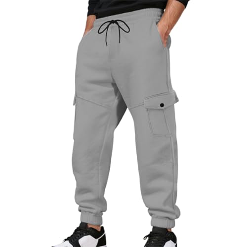 Mens Baggy Sweatpants Drawstring Elastic Waist Cargo Pants Workout Running Athletic Jogger Sweat Pants with Pockets