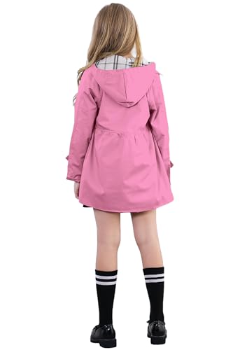 Image of Betusline Girl's Single Breasted Trench Coat Hooded Dress Coat Outerwear, 2-14 Years