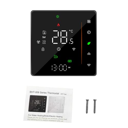 Alomejor Termostato Programable WiFi para Calefacción por Suelo Radiante de Agua, Controlador de Pantalla LED con Botones Táctiles, Programado Semanalmente, para Control de Calefacción Inteligente