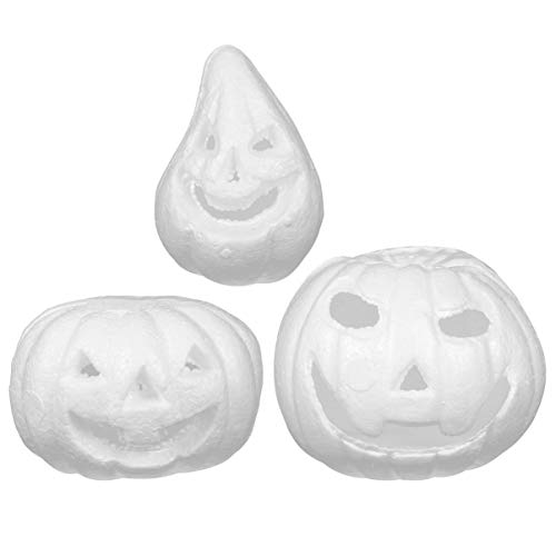 Healifty 3 peças de abóbora de espuma de artesanato branca Jack-O-Lantern modelagem, isopor, abóbora