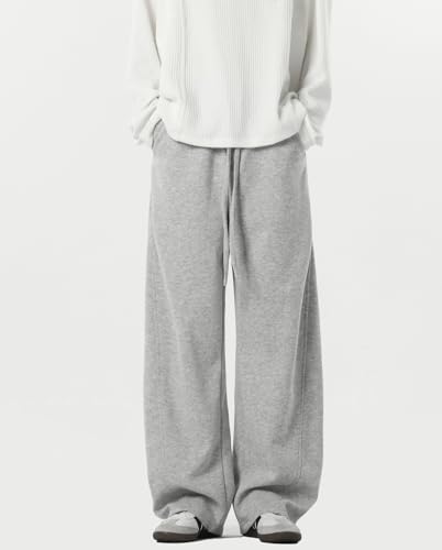 HBER Men's Baggy Sweatpants Elastic Waist Drawstring Wide Leg Lounge Track Pants Casual Loose Joggers with Pockets4