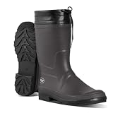 Picture of TerraTrax Men’s Natural Rubber Rain Boots – 100% Waterproof Fishing & Deck Boots with Breathable Cotton Lining – Anti-Slip Mid-Calf Mud Boots for Farming, Gardening & Heavy Duty Work Black&size 11