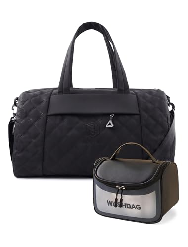 Travel Duffle Bag for Women Weekender Bag Luggage with Toiletry bag Shoe Pocket for Hospital,Gym and Airplane Travel,Black