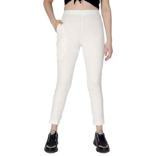 Image of ON&ON Women's Cotton Stretchable Slim Fit Straight Pants Trouser for Casual Wear and Office Wear