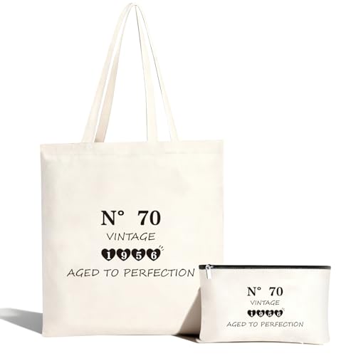 UIKTSSL 70. Geburtstagsgeschenke für Frauen Leinwand Tote Tasche Reiseausrüstung, Geburtstagsgeschenk für Frauen 1956 Tote Tasche Reiseausrüstung, Geschenk für Freundin Frau Mama Schwester