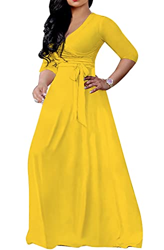 Image of LightlyKiss Plus-Size Maxi Dresses for Women African Summer 3 /4 Sleeves Beach Sundress with Pockets