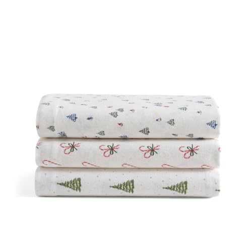 Image of Martha Stewart - Holiday Twin Cotton Flannel Sheet Set with Pillowcase