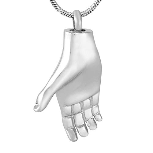 FRDXDAF Collana da Uomo con Urna in Cenere Ciondolo in Acciaio Inossidabile A Forma di Mano con Ciondolo Commemorativo per Gioielli in Cenere da Uomo E da Donna