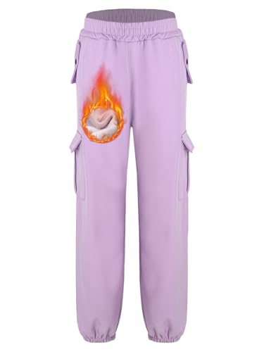 iiniim Kids Boys Girls Fleece Cargo Pants Casual Joggers Pants Elastic Waist Soft Sweatpants Hiking Trousers with Pocket