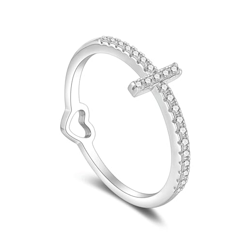 Bague de pouce en argent 925 croix et zirconium blanc anti-noircissement