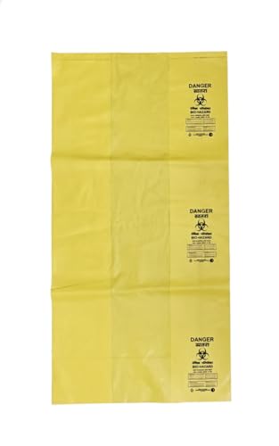 Image of HEAN Bio Hazard Waste Disposal Bags, 20x24 inch, 75 Micron, Bio Medical Garbage Bags (Yellow - 10)