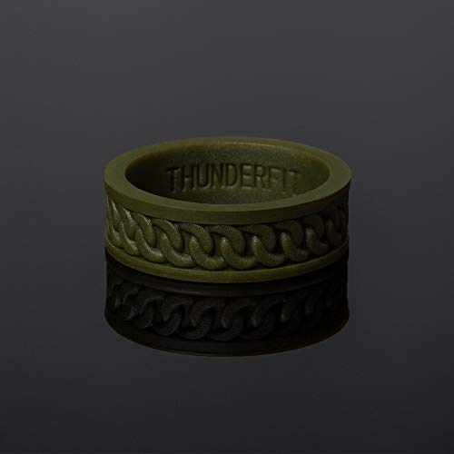 Alliance en silicone de 7mm de large texture chaîne caoutchouc vert olive