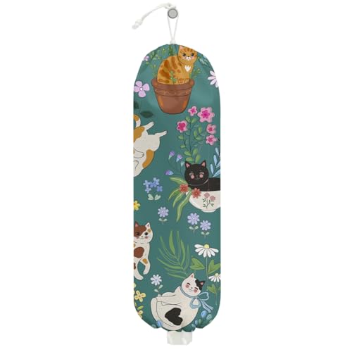 CFGBFDGH Garden Cat Plastic Bag Holder, Wall Mount Grocery Bag Holder