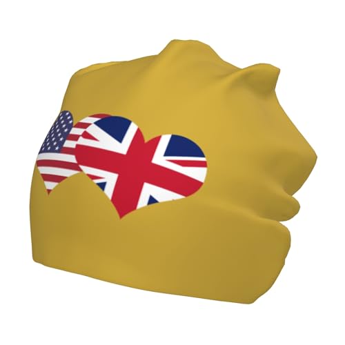 American Flag and British Flag Children Hip Hop Knitted Hat Kids Elastic Leisure Knit Cap Warm Sleep Beanies Black