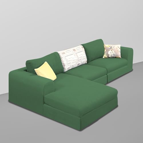 Image of Koza LHS 4 Seater L Shape Sofa Set with Center Table for Living Room (Green Fabric) Premium Fabric Sofa
