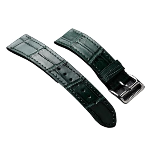 Bracelet cuir crocodile vert pour hommes confortable tailles 18-22mm - 4
