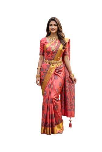 Image of VFCollections - POchampally Kalamkari Pattu Cotton SIlk Saree with Blouse Piece For Women