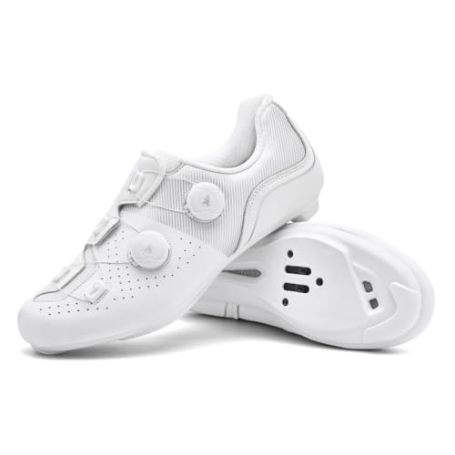 Zapatillas De Ciclismo De Carretera para Hombre Y Mujer Zapatillas para Bicicleta Transpirables Unisex Zapatillas De Carretera Cómodas Y Antideslizantes para Interior Y Outdoor-White||Numeric_45