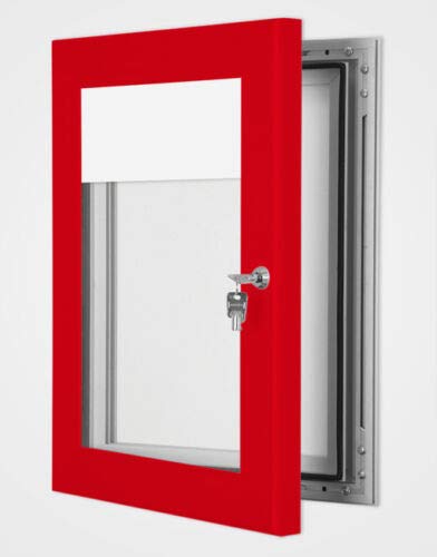 Menu Lightbox with Header, LED Illuminated,Lockable,Magnetic Promotional Display (Traffic Red, 1 x A4)