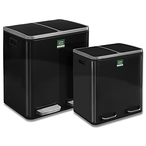 Floordirekt Mülleimer Felix - Abfalleimer mit Schließdämpfer - optimale Mülltrennung - herausnehmbare Behälter mit Henkel (2 x 30 Liter, Schwarz) – Bild 8
