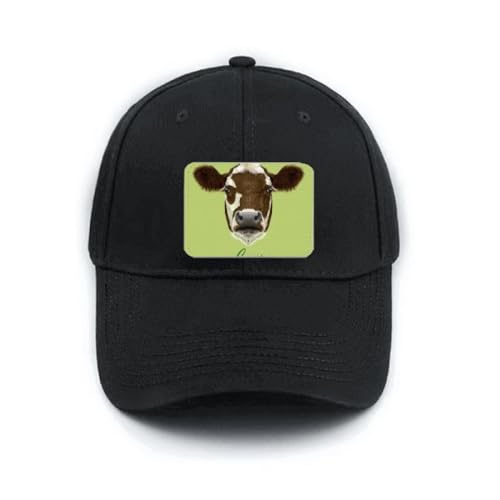 Casquette de baseball noire finition vache marron et blanc haut de gamme